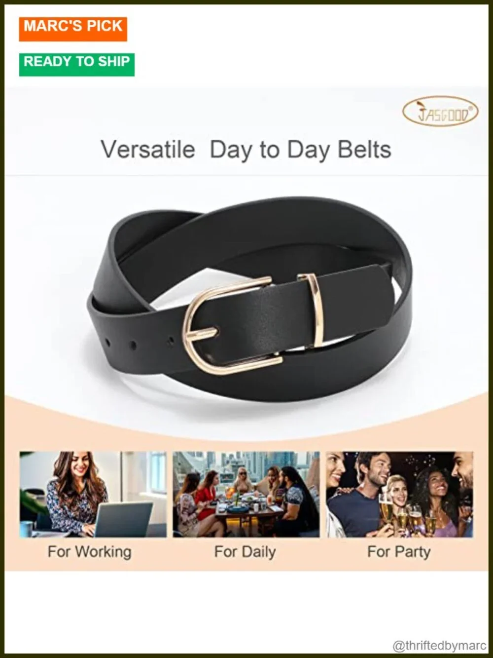 Women's Faux Leather Belt with Gold Buckle